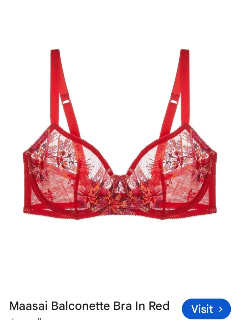 Cosabella Red Lace Maasai Balconette Bra Size 34B NWT Mystic Red